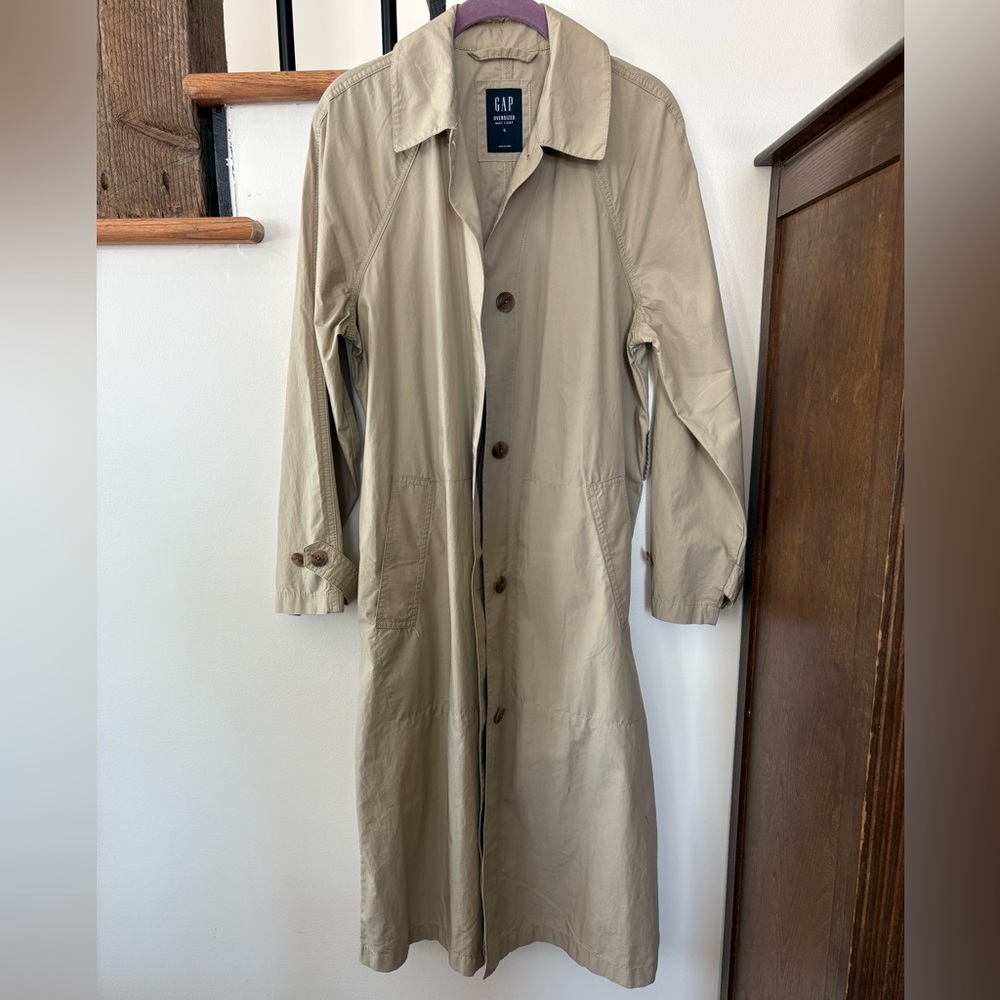 Gap khaki cotton trench coat size small - Picture 5 of 11